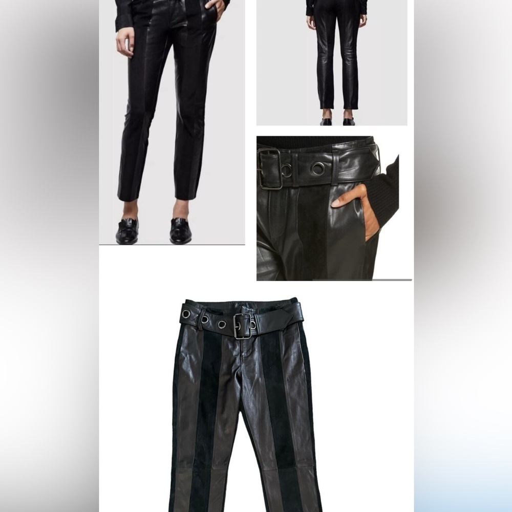 FRAME Women's Lamb Leather and Suede Panels Pants in NOIR SIZE:28 - Picture 2 of 9